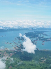 Fototapeta premium nam nguem reservoir view form pha dang hill on buffalo mountain Laos