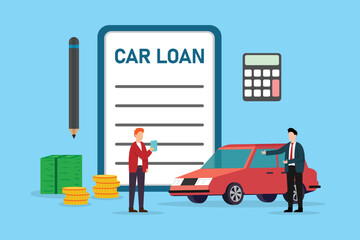 Car loan 2d vector illustration concept for banner, website, illustration, landing page, flyer, etc.
