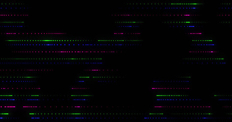 Image of green, blue and pink lines moving over black background