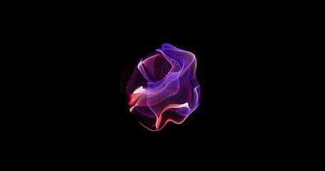Image of blue and pink shape rotating on black background