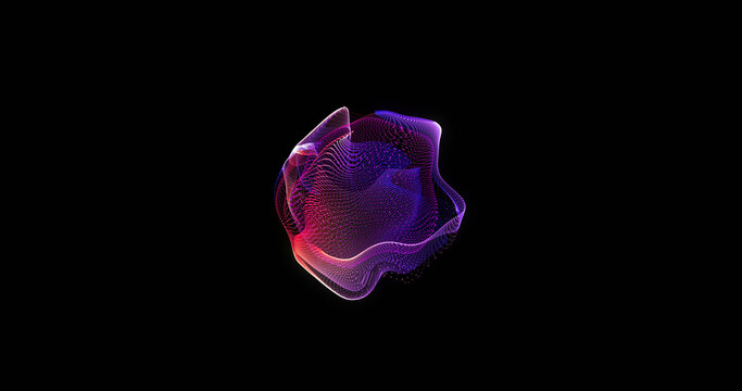 Image of blue and pink shape rotating on black background