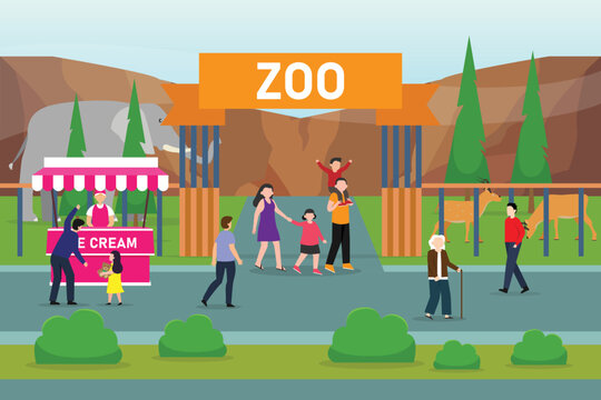 Zoo entrance gates 2d vector illustration concept for banner, website, illustration, landing page, flyer, etc.
