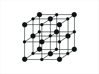 Volumetric Crystal lattice.The position of atoms in a crystal. 
Vector illustration.