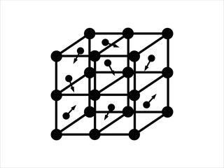 Volumetric Crystal lattice. The position of atoms in a crystal. 
Vector illustration.