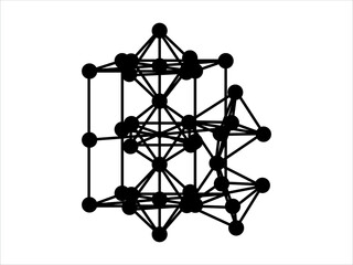 Volumetric Crystal lattice. The position of atoms in a crystal. 
Vector illustration.