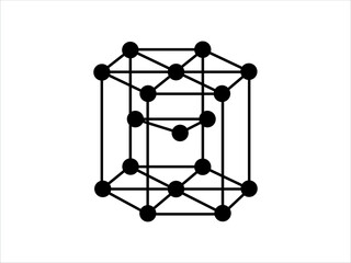 Volumetric Crystal lattice. The position of atoms in a crystal. 
Vector illustration.