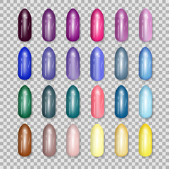 Set of tips nail polish vector realistic