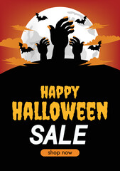 halloween promotion halloween sale background design vector