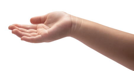 Child hand touching or pointing isolated on a white background, Kids hand on white background PNG file.