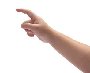 Child hand touching or pointing isolated on a white background, Kids hand on white background PNG...