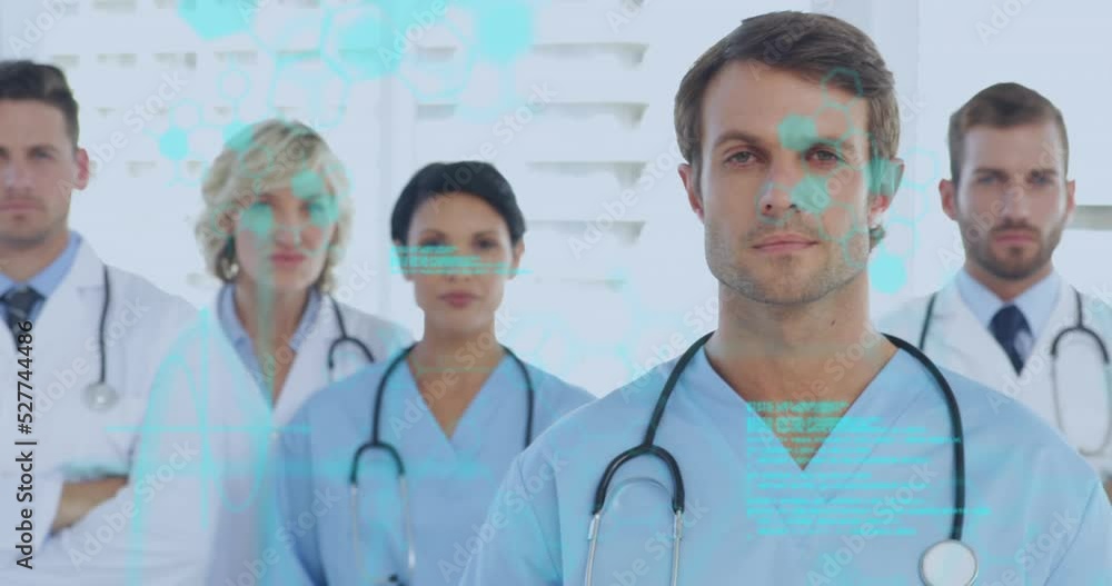 Poster animation of diverse doctors over data processing
