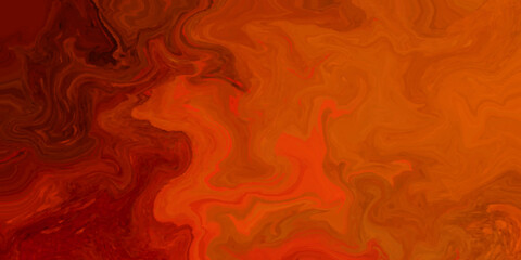 Fire flames on a orange background with Luxurious colorful liquid marble surfaces design. Abstract color acrylic pours liquid marble surface design. Beautiful fluid abstract paint background.