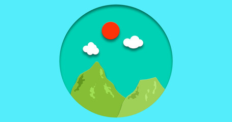 Nature background in paper cut style