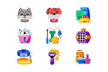 Fototapeta premium Veterinary clinic, pet care icons set