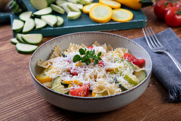 vegetarian pasta with vegetables 