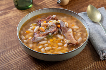 beans soup with pork meat 