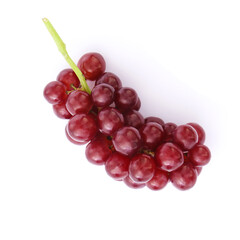 Bunch of red grape isolated on white background , top view , flat lay.