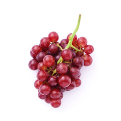 Bunch of red grape isolated on white background , top view , flat lay.