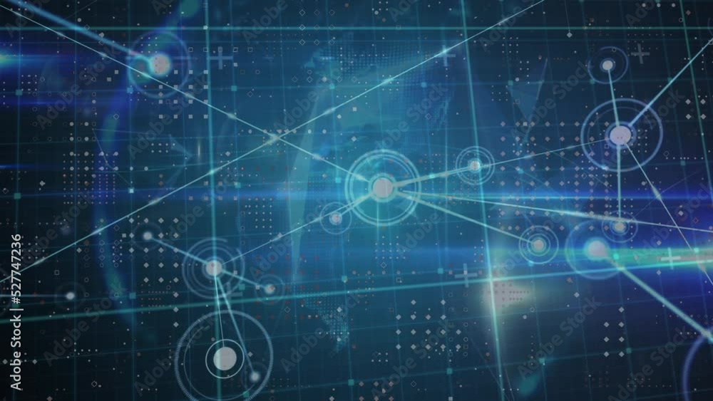 Poster animation of network of connections over globe and grid