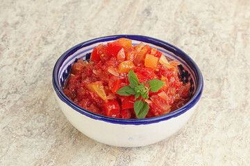 Hungary vegetarian Lecho with vegetables