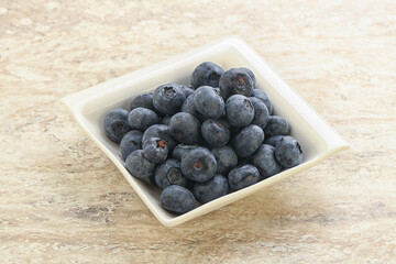 Sweet ripe blueberry heap in the bowl