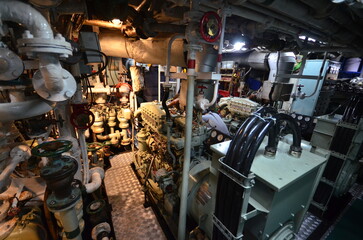 Obraz premium Engine room of Japanese Sailing ship MIRAIE cruse. Miraie, formerly Akogare. was built in 1993 by the city of Osaka.