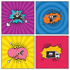 Hand drawn flat trendy cartoon elements collection Police department