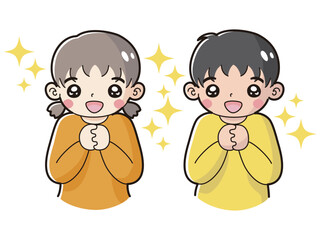 ときめく男の子と女の子のイラストセット