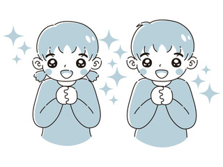 ときめく男の子と女の子のイラストセット