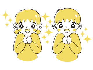 ときめく男の子と女の子のイラストセット