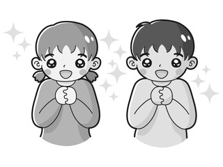 ときめく男の子と女の子のイラストセット