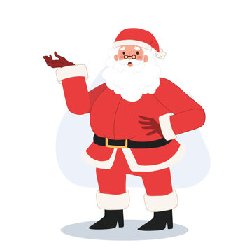 happy smiling Santa claus is giving some advicem santa claus is speaking . flat Vector cartoon character illustration.