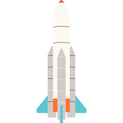 Space rocket in simple flat line png style. Abstract trending colorful illustration, cosmos, ship, vessel, apparatus, astronomy, study, explore, universe. Design for sticker, logo, patch, icons.