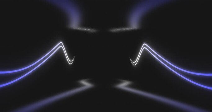 Animation of purple and white neon light lines flickering on black background