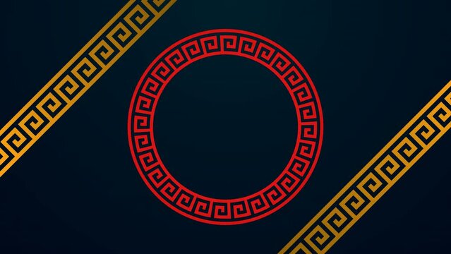 Yellow-colored Greek Ancient Meander Pattern Animation Background in 4K 60FPS. 