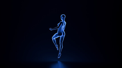 technological transparent female hologram anatomy body in a beautiful aesthetic pose - 3d illustration of woman in x ray view