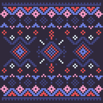 Georgian traditional ornaments. Embroidered print for carpet, textile, wallpaper, and wrapping paper. Ethnic and tribal motifs. Vector illustration.