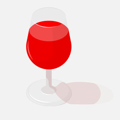 Vector glass red wine on a white background. Isometric summer wineglass concept illustration.