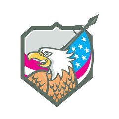 American Bald Eagle Flag Spear Retro