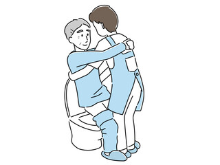 排泄の介助をするイラスト