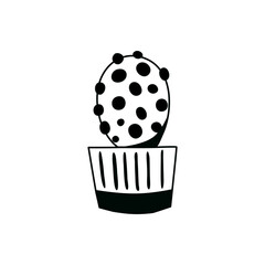 Cactus doodle outline. Element of the nature of plant. Vector hand draw icon. 