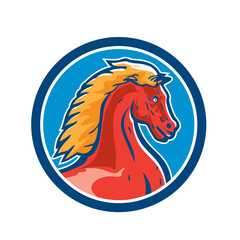 Colt Horse Head Side Circle Retro