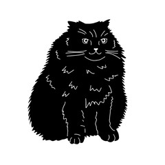 Black cat silhouette isolated on white background. Cute kitty. Print design for t-shirts, stickers, souvenirs. humorous animals. Flat style in vector illustration.