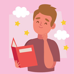 boy reading red book