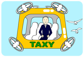 Vector illustration of drone taxi