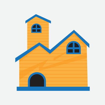Barkitecture cartoon Dog House, Wood bird, pet house Illustration. Dog House Flat Icon. isolated, simple style