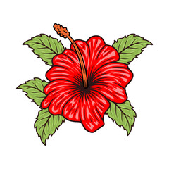 flower shop logo design. hand drawn hibiscus flower. for florists, web design or print.