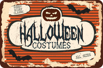 vintage grunge retro halloween costumes sign