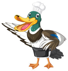 Cartoon duck wearing chef hat