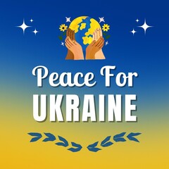 Peace For Ukraine. This design is made to support Ukraine and can be used on important Ukrainian events. Can also be used for graphic resources for social media content.